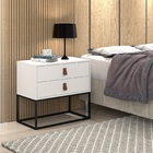 Mesa De Cabeceira Estilo Industrial 2 Gavetas Unic 60cm Branco