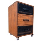 Mesa De Cabeceira Estilo Industrial - 3 Gavetas E 4 Rodízios