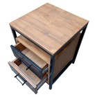 Mesa De Cabeceira Estilo Industrial Com 2 Gavetas - Ferro E M