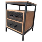 Mesa De Cabeceira Estilo Industrial Com 2 Gavetas - Ferro E M
