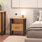 Mesa De Cabeceira Estilo Industrial F37 Freijó/preto Fosco