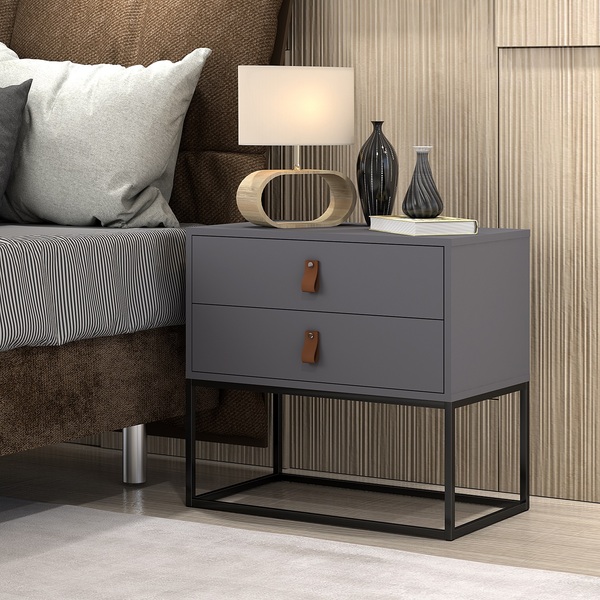 Mesa De Cabeceira Estilo Industrial Unic Com Pés De Ferro E P