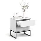 Mesa De Cabeceira Eva 45cm Estilo Industrial 2 Gavetas Banco