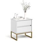 Mesa De Cabeceira Eva 45cm Estilo Industrial 2 Gavetas Branco