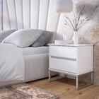 Mesa De Cabeceira Eva 45cm Estilo Industrial 2 Gavetas Branco