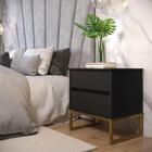 Mesa De Cabeceira Eva 45cm Estilo Industrial 2 Gavetas Off Wh