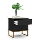Mesa De Cabeceira Eva 45cm Estilo Industrial 2 Gavetas Preto