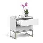 Mesa De Cabeceira Eva 60cm Branco/prata