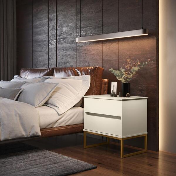 Mesa De Cabeceira Eva 60cm Off White/dourado