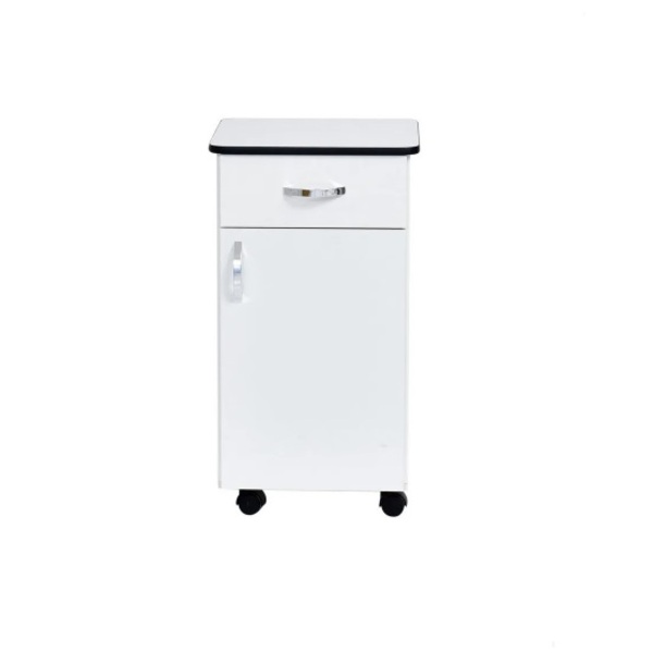 Mesa De Cabeceira Fechada Em Mdf Com Rodízios