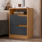 Mesa De Cabeceira Flex 2 Gavetas Cantu Nature Titanium