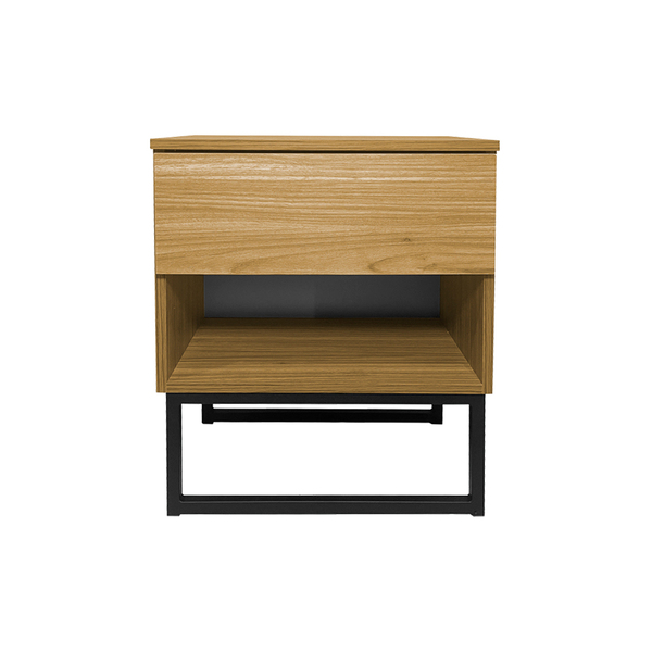 Mesa De Cabeceira Freijó 1 Gaveta S/ Puxador Base Preta - Val