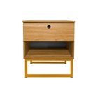 Mesa De Cabeceira Freijó Slim C/ Puxador Base Dourada - Valli