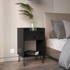 Mesa De Cabeceira Gab Estilo Retrô Pés De Ferro Cor Preto - C
