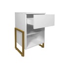 Mesa De Cabeceira Gaya 1 Gaveta Branco Base Indústrial Dourad