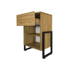 Mesa De Cabeceira Gaya 1 Gaveta Freijó Base Indústrial Preta