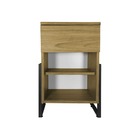 Mesa De Cabeceira Gaya 1 Gaveta Freijó Base Indústrial Preta