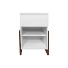Mesa De Cabeceira Gaya Branco 1 Gaveta Base Industrial Cobre
