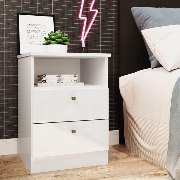 Mesa De Cabeceira Genialflex Irlanda 2 Gavetas Branco