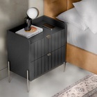 Mesa De Cabeceira Grafite Moderna Moriah 60cm Alto Padrão Gra