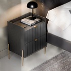 Mesa De Cabeceira Grafite Preto Em Madeira Mdf Moriah 45cm Pé