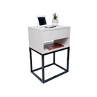 Mesa De Cabeceira Industrial 50x65cm C/ Base Preta Moderno