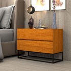 Mesa De Cabeceira Industrial 60cm Base Preto Pé De Ferro Natu