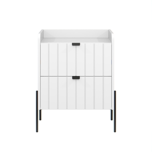 Mesa De Cabeceira Industrial Branca Para Cama Moriah 45cm Bra