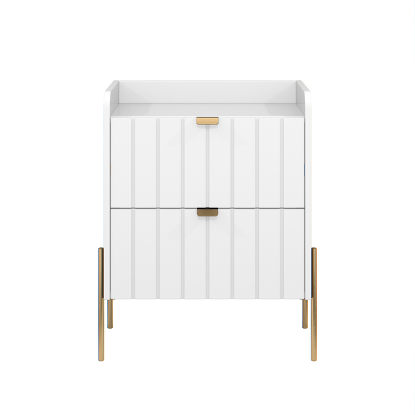 Mesa De Cabeceira Industrial Branca Para Cama Moriah 45cm Bra