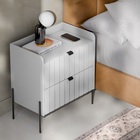 Mesa De Cabeceira Industrial Branca Para Cama Moriah 60cm Bra