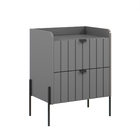 Mesa De Cabeceira Industrial Cinza Moriah 45cm Puxadores Slim