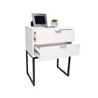 Mesa De Cabeceira Industrial Eco 65cm 2 Gavetas Base Preta