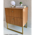 Mesa De Cabeceira Industrial Mdf Com Pés Metalon Dourado Plan