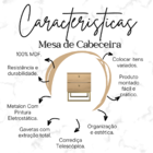 Mesa De Cabeceira Industrial Mdf Com Pés Metalon Dourado Plan