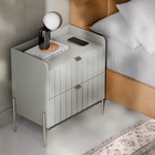 Mesa De Cabeceira Industrial Off White Para Cama Moriah 60cm