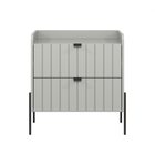 Mesa De Cabeceira Industrial Off White Para Cama Moriah 60cm