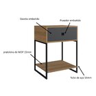 Mesa De Cabeceira Industrial P1026 Grafite Preto/mel/grafite