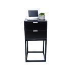 Mesa De Cabeceira Industrial Preto C/ 2 Gavetas Base Preta