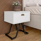 Mesa De Cabeceira Industrial Romênia Com 1 Gaveta Preto Fosco