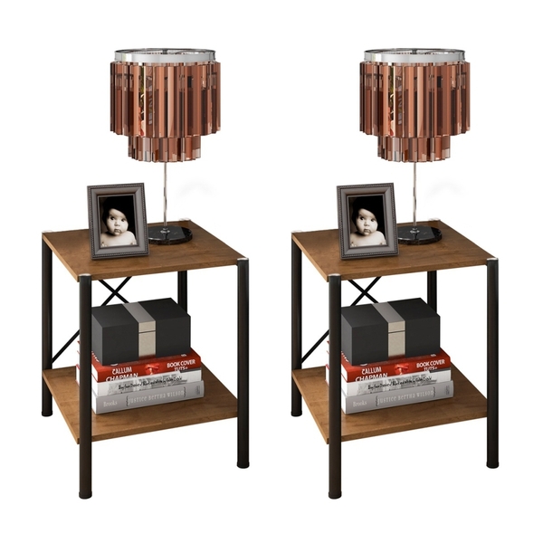 Mesa De Cabeceira Industriale Queanbyean Preto Demolição