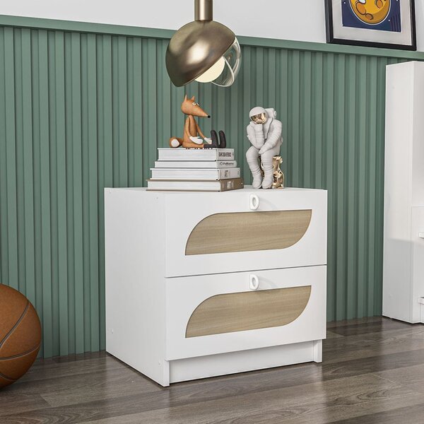 Mesa De Cabeceira Infantil 2 Gavetas Fox Branco/legno Salinas