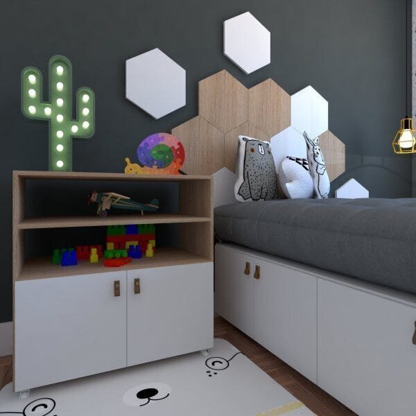 Mesa De Cabeceira Infantil 2 Portas 1 Prateleira Zoe Bramov M