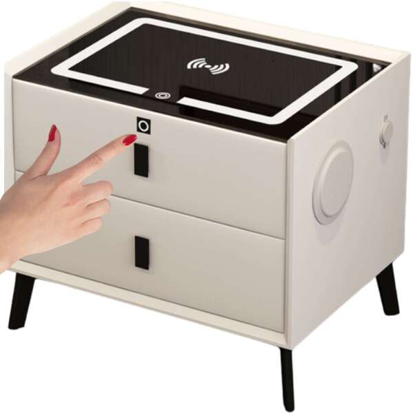 Mesa De Cabeceira Inteligente Branca Com Digital