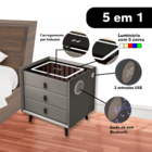 Mesa De Cabeceira Inteligente Cinza 3 Gavetas