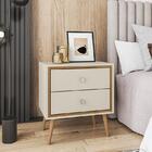 Mesa De Cabeceira Ipanema 2 Gavetas Pés Em Madeira Maciça