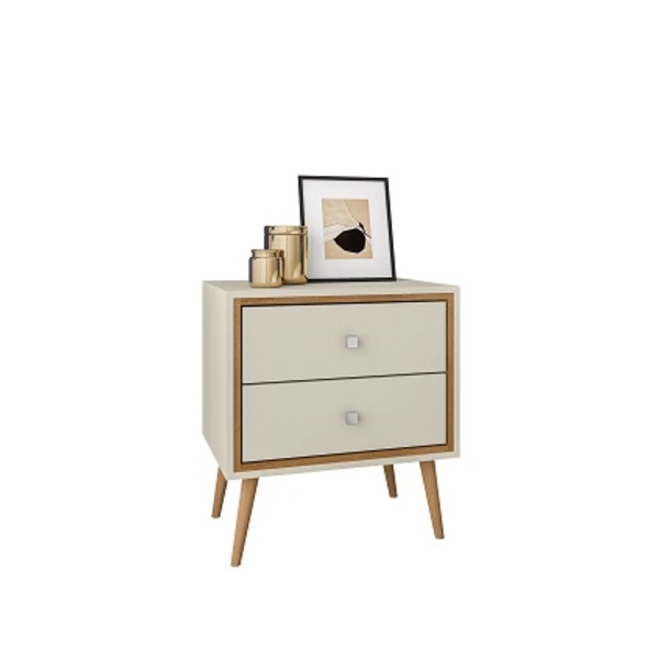 Mesa De Cabeceira Ipanema Off White/naturalle - Bechara Móveis