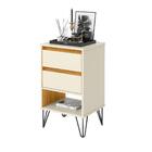 Mesa De Cabeceira Iron Off White/nature – Ej Móveis