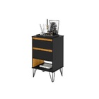 Mesa De Cabeceira Iron Preto/nature – Ej Móveis