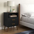 Mesa De Cabeceira Itália Retro Quarto 2 Gavetas  Preto - Lm M