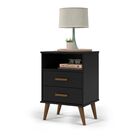 Mesa De Cabeceira Itália Retro Quarto 2 Gavetas  Preto - Lm M